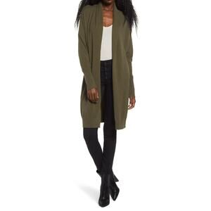 Leith NWOT Women's Olive Green Cozy Long Cardigan Size XS